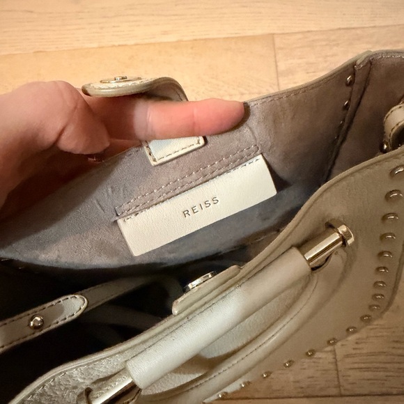 Reiss Mayfair Mini Leather Tote Bag with Stud Accents - Picture 6 of 8